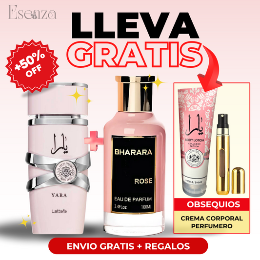 Dúo Rosé | Bharara Rose 100ml + Yara Lataffa 100ml + OBSEQUIOS