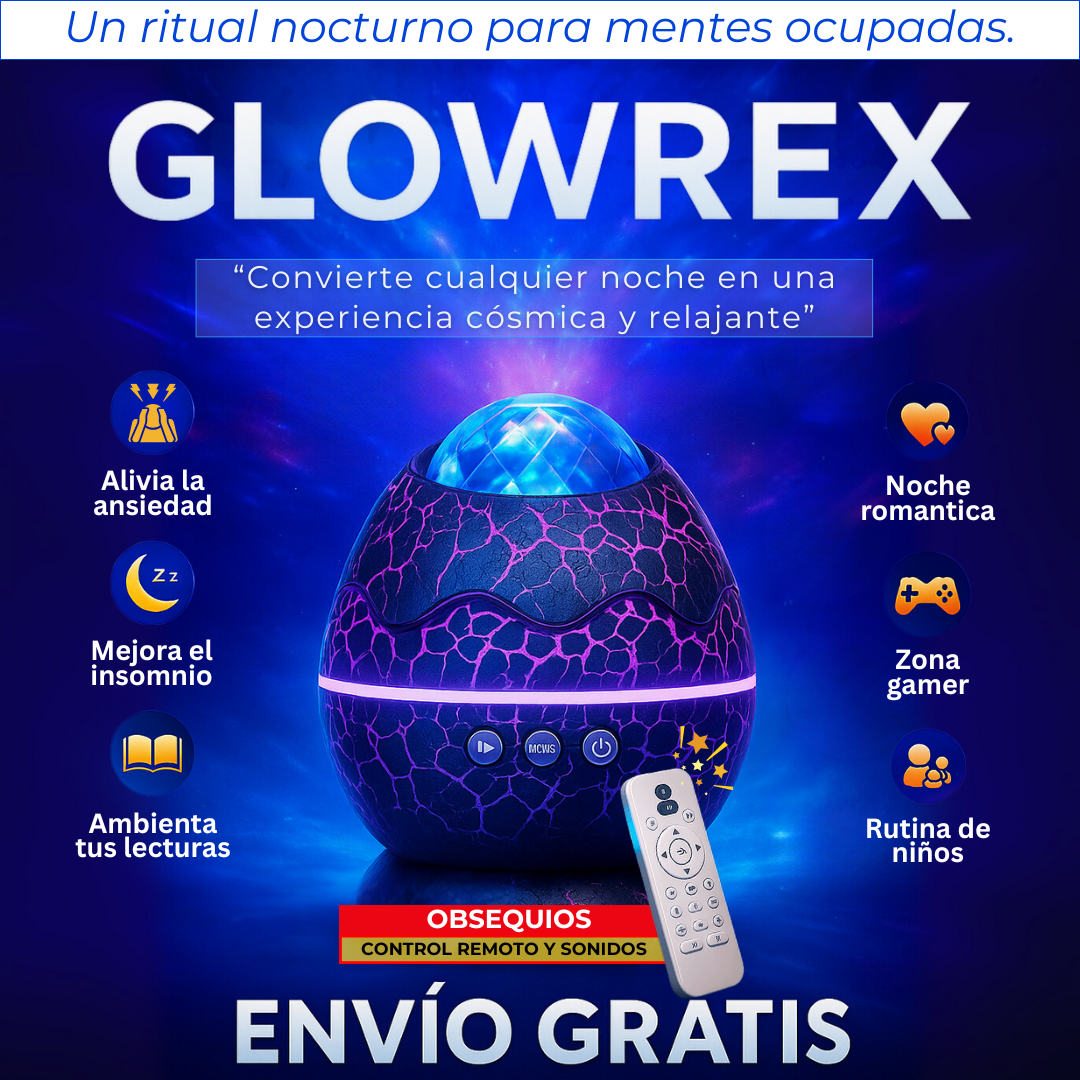GLOWREX – Proyector Galáctico para Dormir Mejor, Relajarte y Crear Magia Nocturna