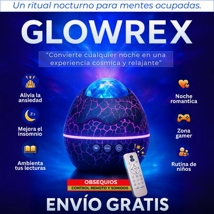 GLOWREX – Proyector Galáctico para Dormir Mejor, Relajarte y Crear Magia Nocturna